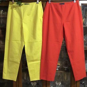 Piazza Sempione Audrey Pants Cropped Italy RARE YELLOW & CORAL Size US 8  IT 44